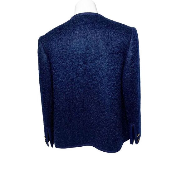 Vintage The Scotch House Rannoch Designs navy blue open front wool and mohair bl - Picture 7 of 15